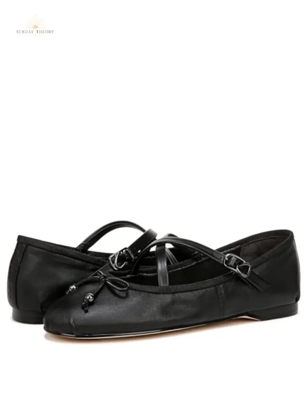 Ballet Flats with Bow Detail Leather Shoes
